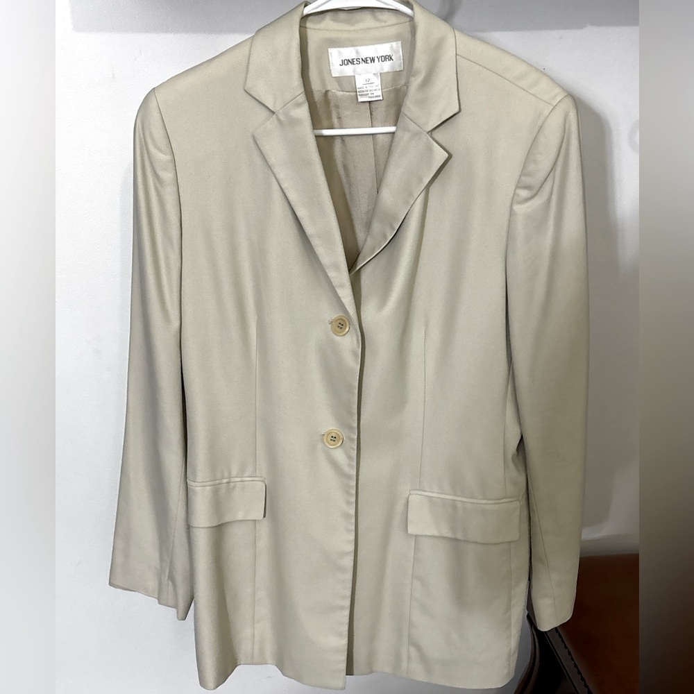 Jones New York Beige Taupe 2-button Single Breasted Blazer Jacket Size 12